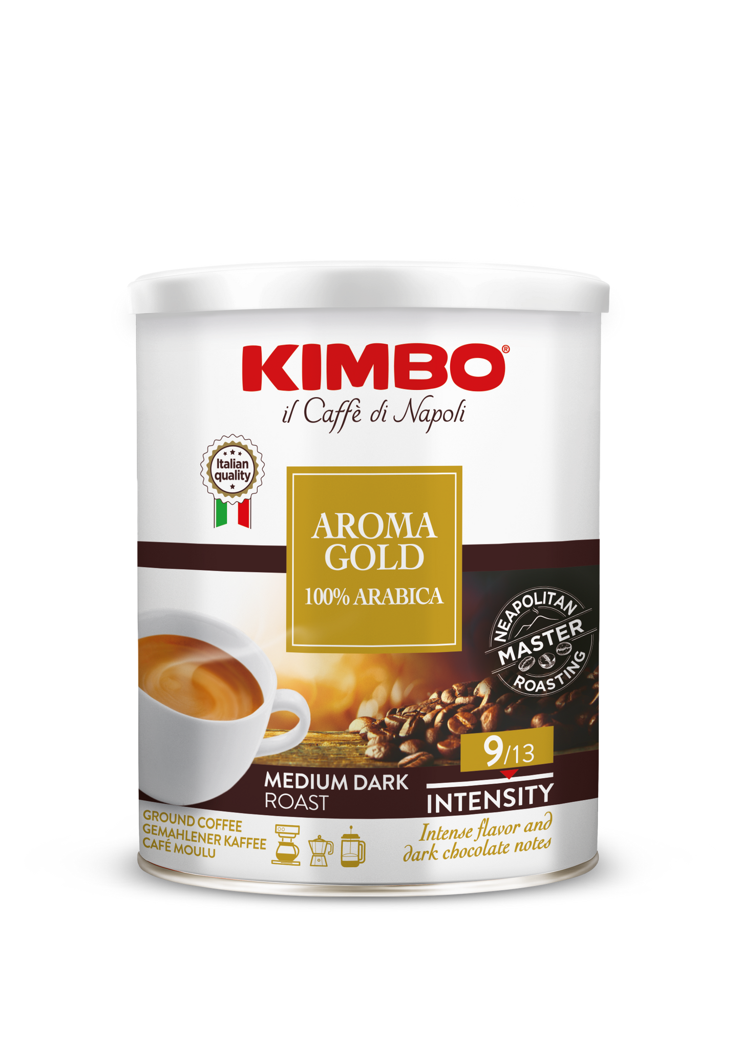 Kimbo Aroma Gold 100% Arabica Ground Coffee 250g Tin