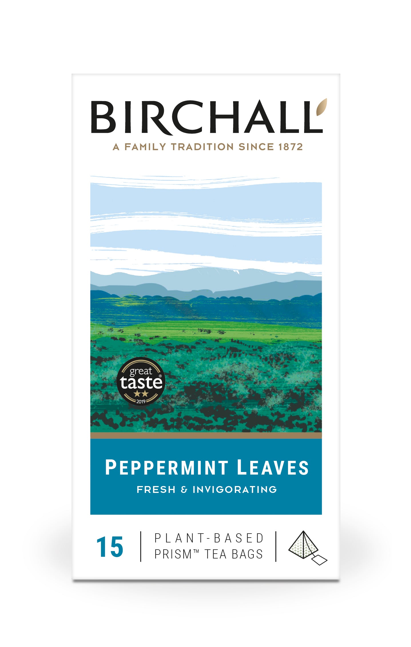 Birchall Peppermint Leaves - 15 Plant-Based Prism Tea Bags